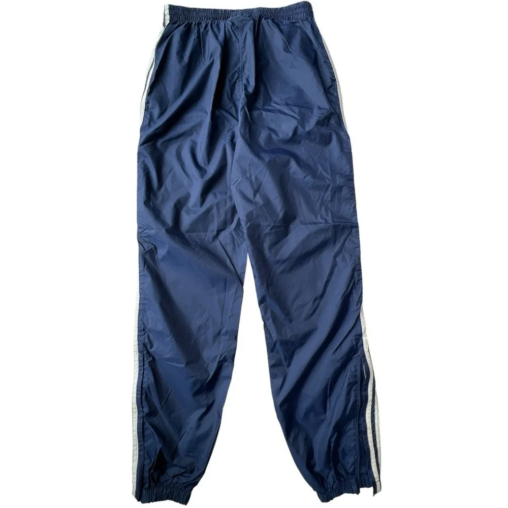 ADIDAS Pants Windbreaker Mens M Navy Blue White Stripes Jogger Y2K 90s Soccer